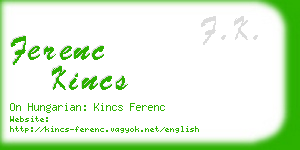 ferenc kincs business card